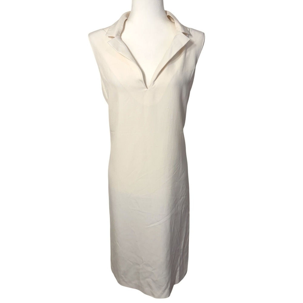 Behnaz Sarafpour Womens 100% Silk Sleeveless Sheath Dress Cream Ivory Size 10‎